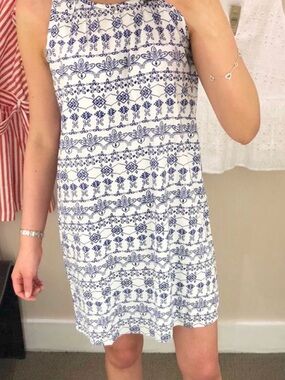 LOFT Blue & White Printed Dress